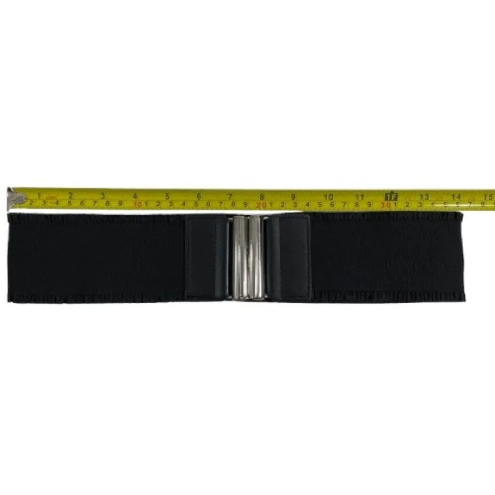 Kohl's Apt. 9 Black Stretchy Belt and Silver Fasteners 28” Waist Ruffled Edges